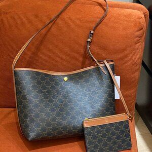 CELINE SOFT SHOPPER BAG IN Triomphe Canvas and Calfskin